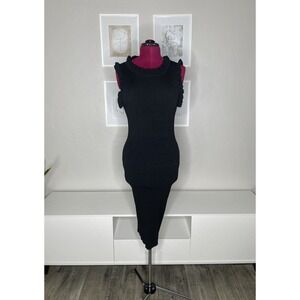 Modern Citizen Madelyn Midi Dress Women's L Ruffle Trim Black